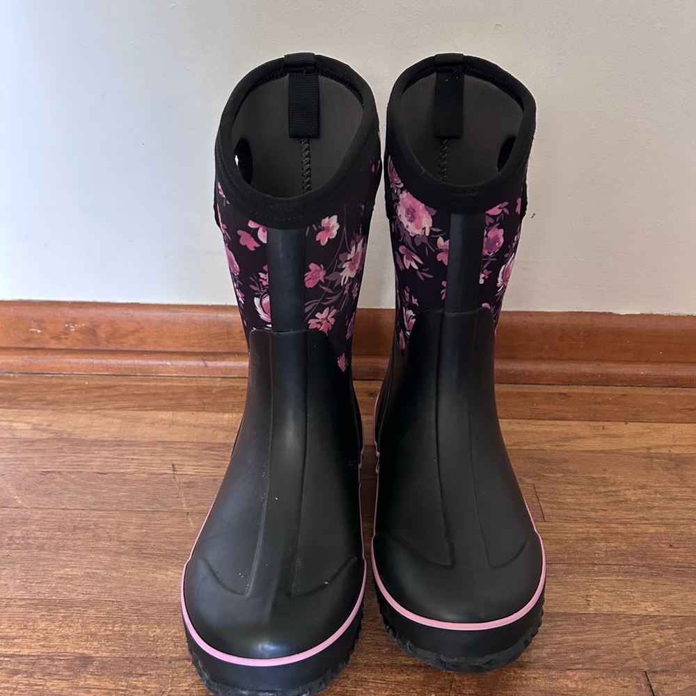 Floral Black and Pink Women's Boots